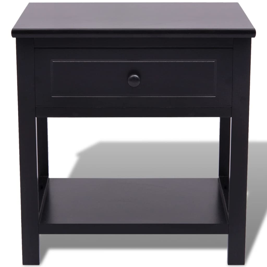 Bedside Cabinet Wood Black