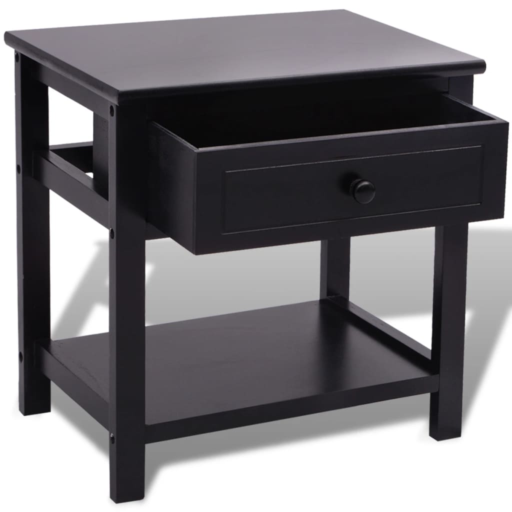 Bedside Cabinet Wood Black