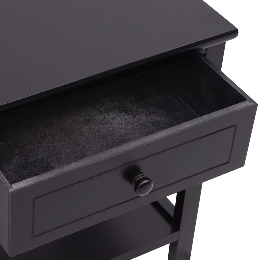 Bedside Cabinet Wood Black