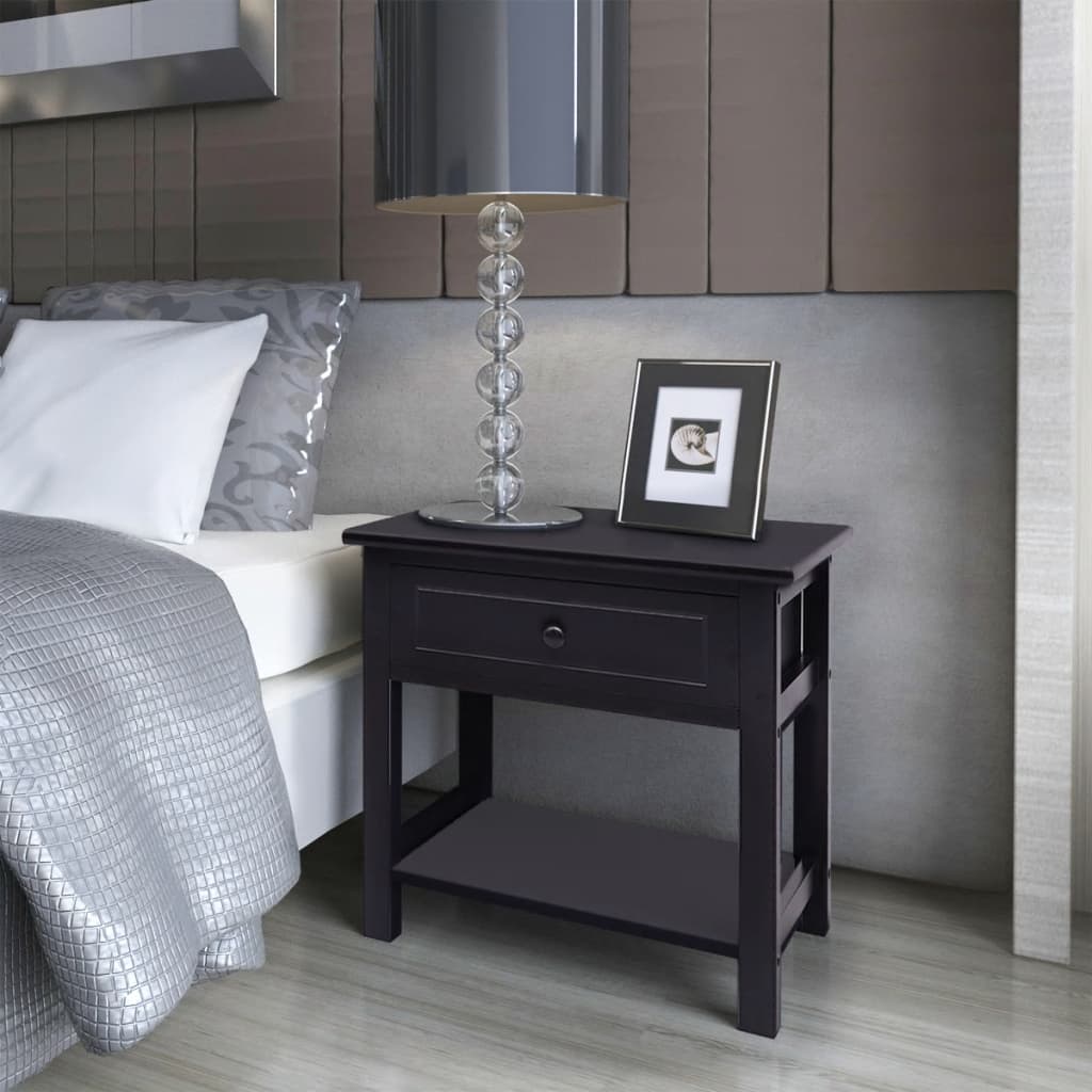 Bedside Cabinets 2 pcs Wood Black