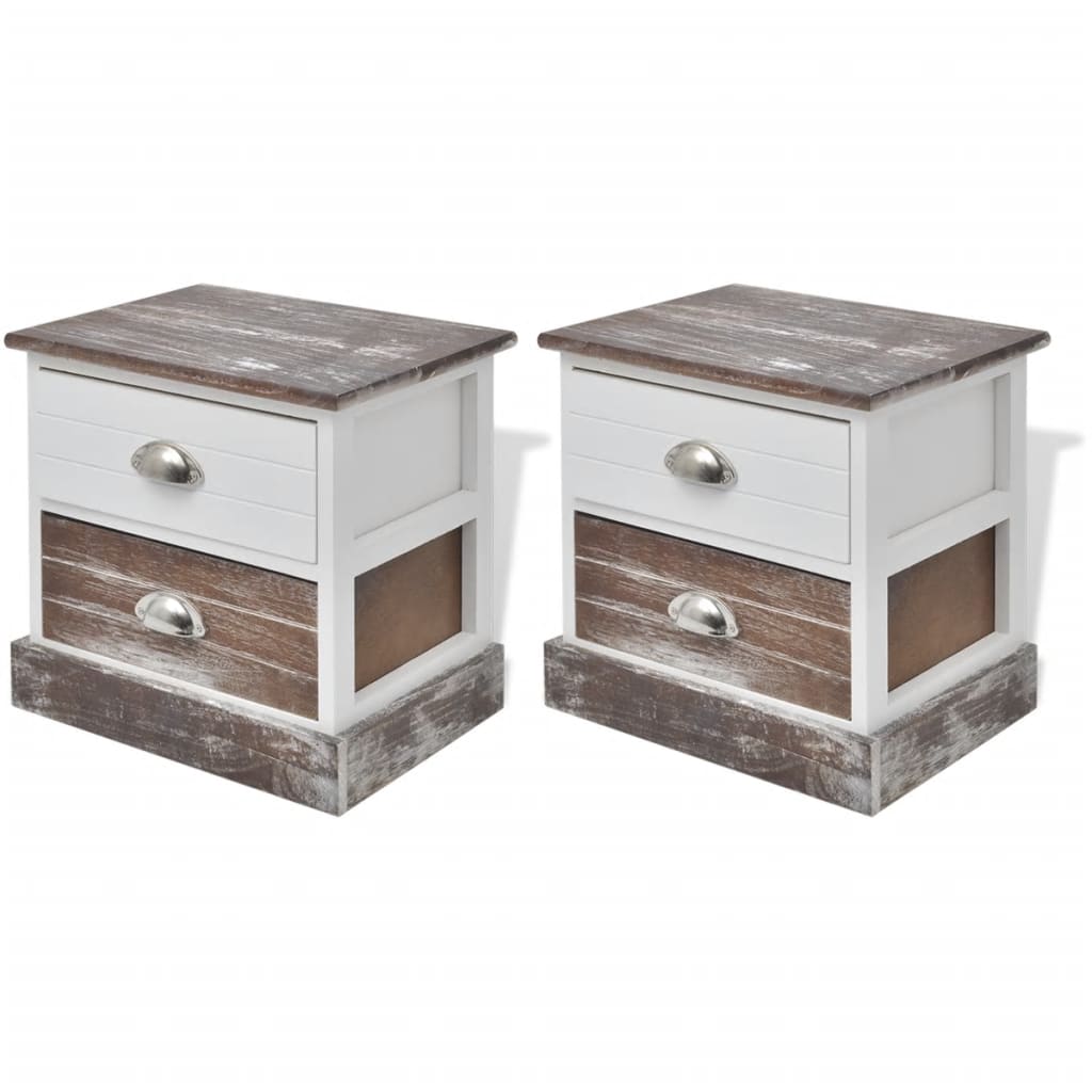 Bedside Cabinets 2 pcs Brown and White