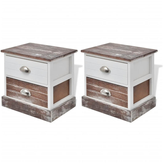 Bedside Cabinets 2 pcs Brown and White