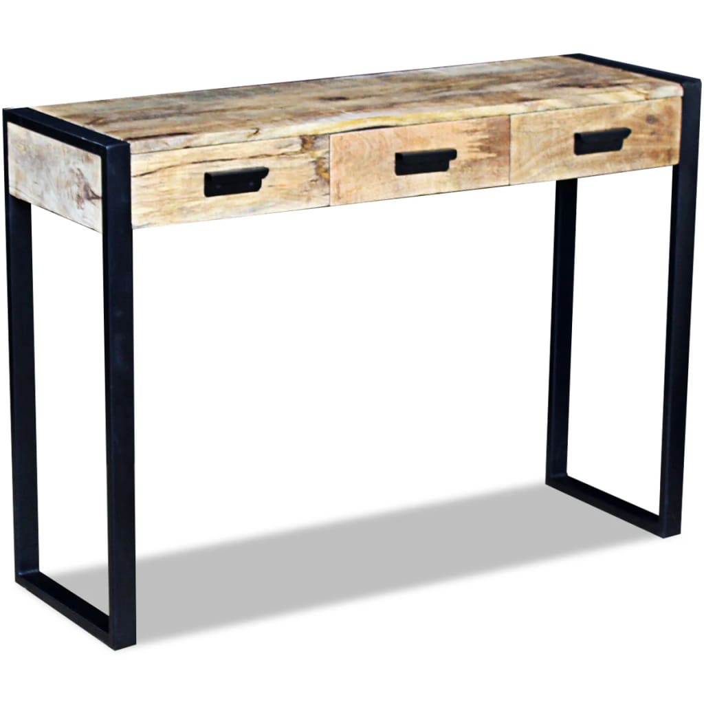 Console Table with 3 Drawers Solid Mango Wood 110x35x78 cm