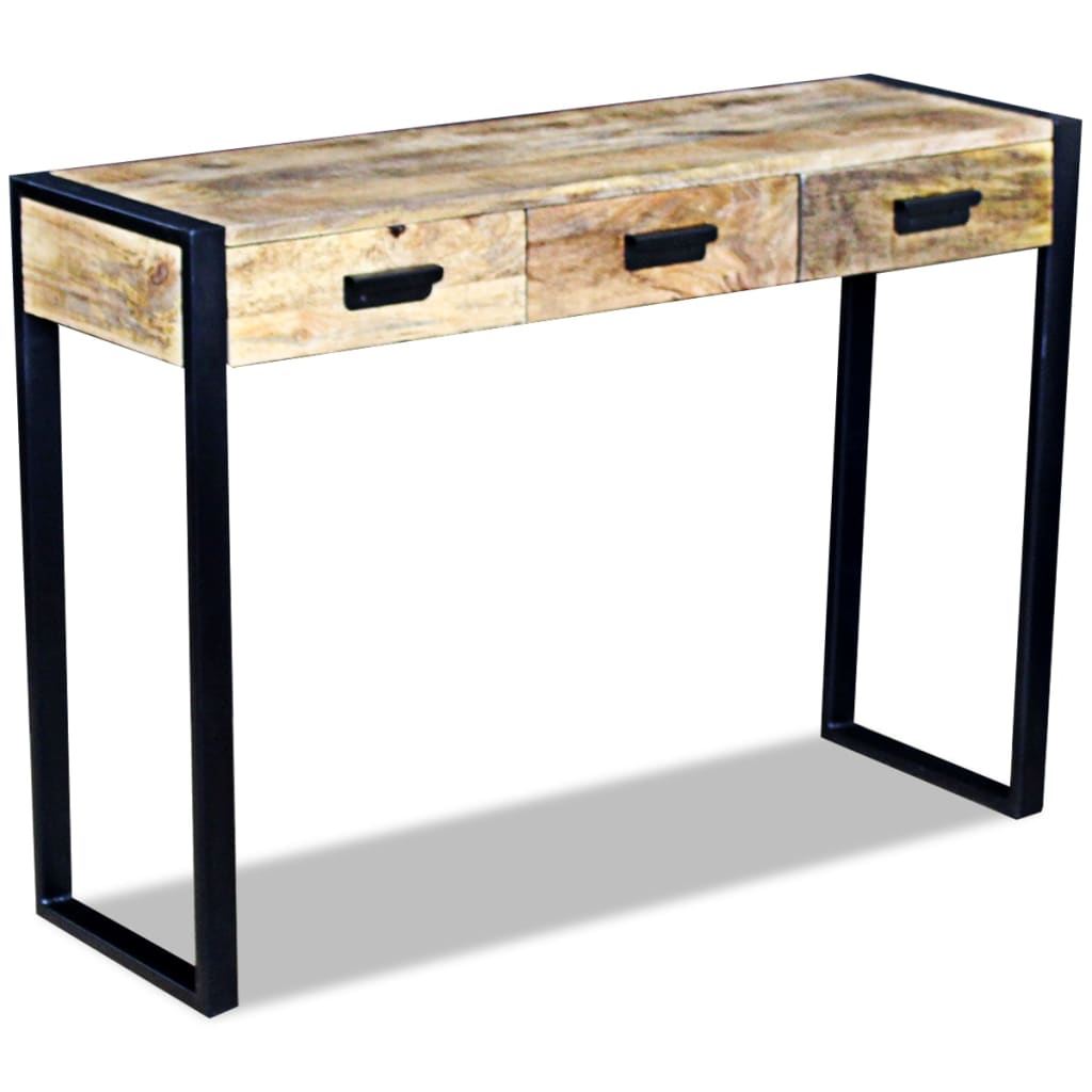 Console Table with 3 Drawers Solid Mango Wood 110x35x78 cm