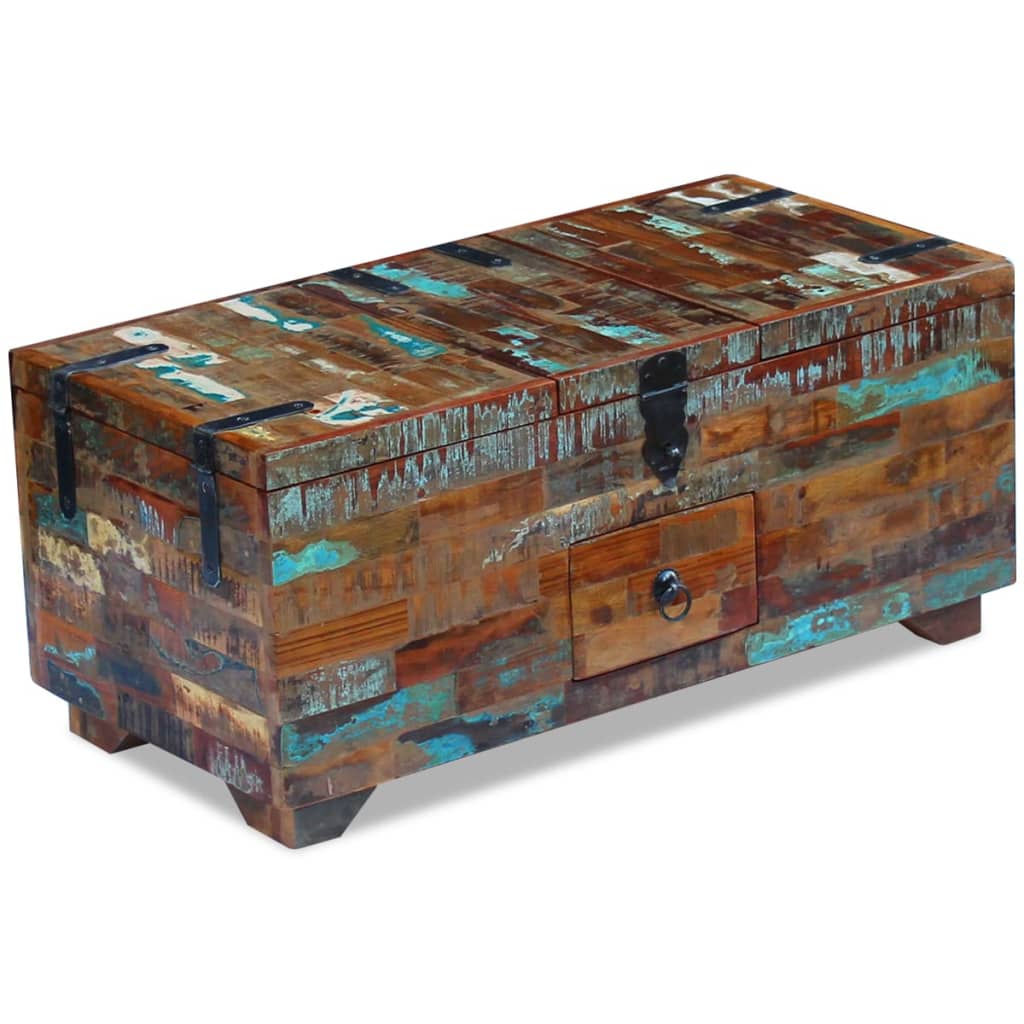 Coffee Table Box Chest Solid Reclaimed Wood 80x40x35 cm