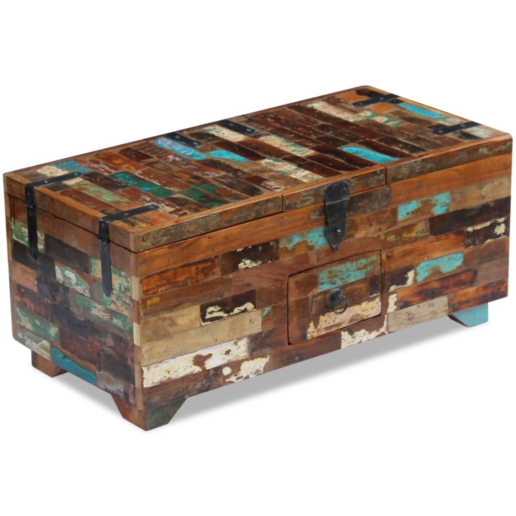 Coffee Table Box Chest Solid Reclaimed Wood 80x40x35 cm