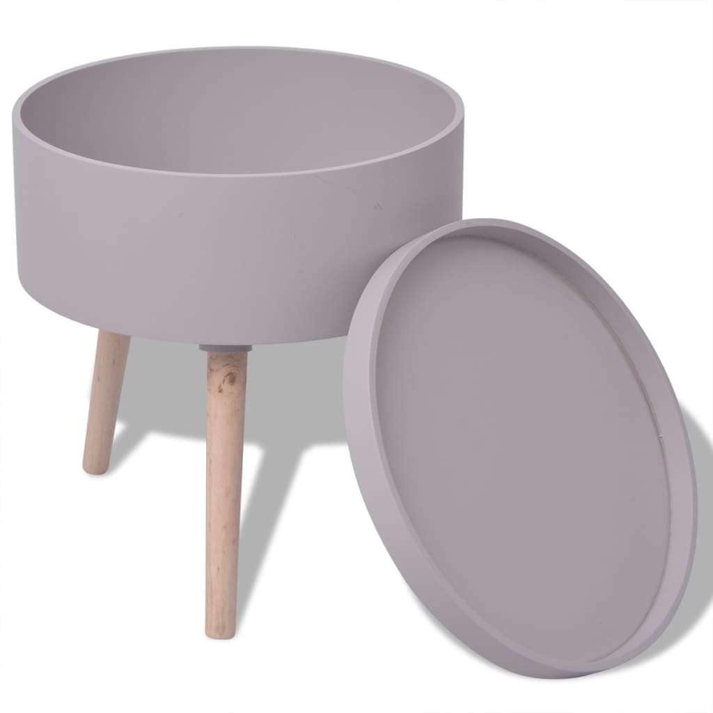 Side Table with Serving Tray Round 39.5x44.5 cm Grey