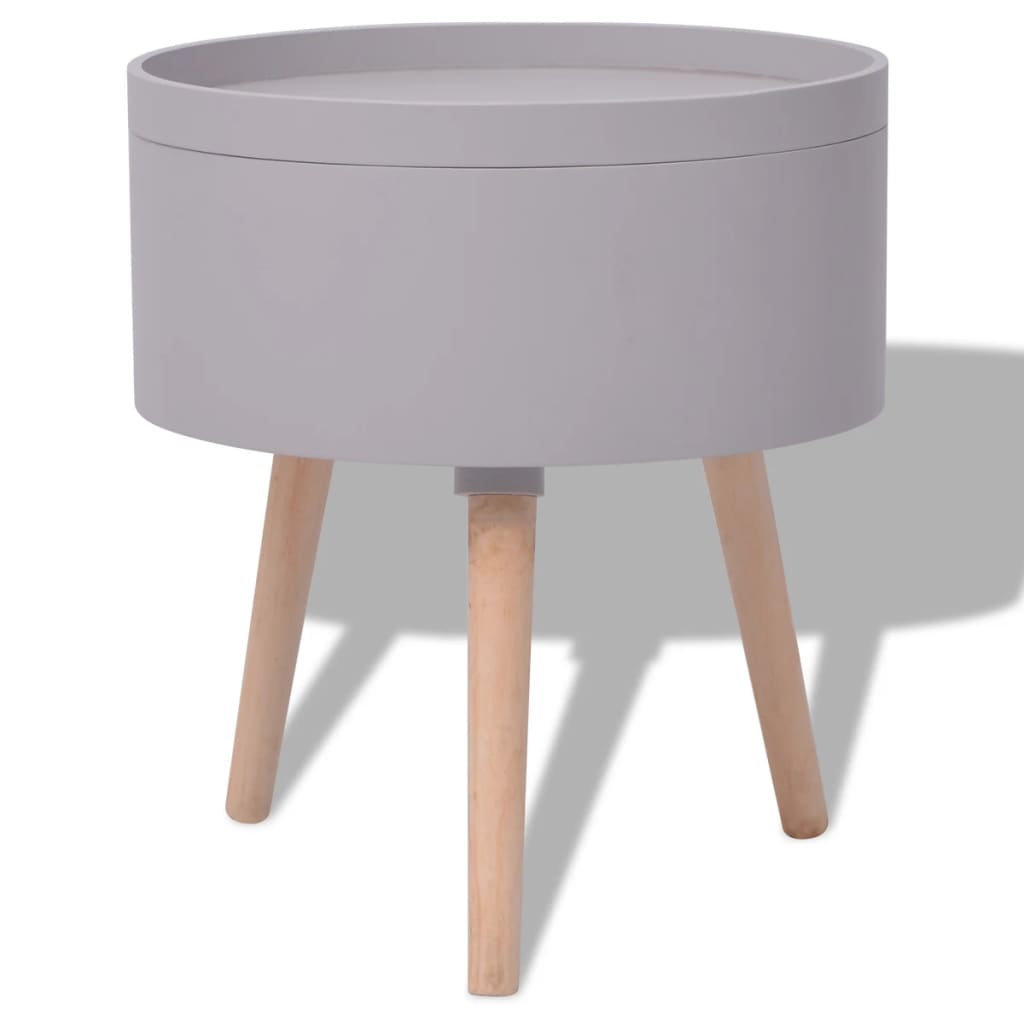 Side Table with Serving Tray Round 39.5x44.5 cm Grey