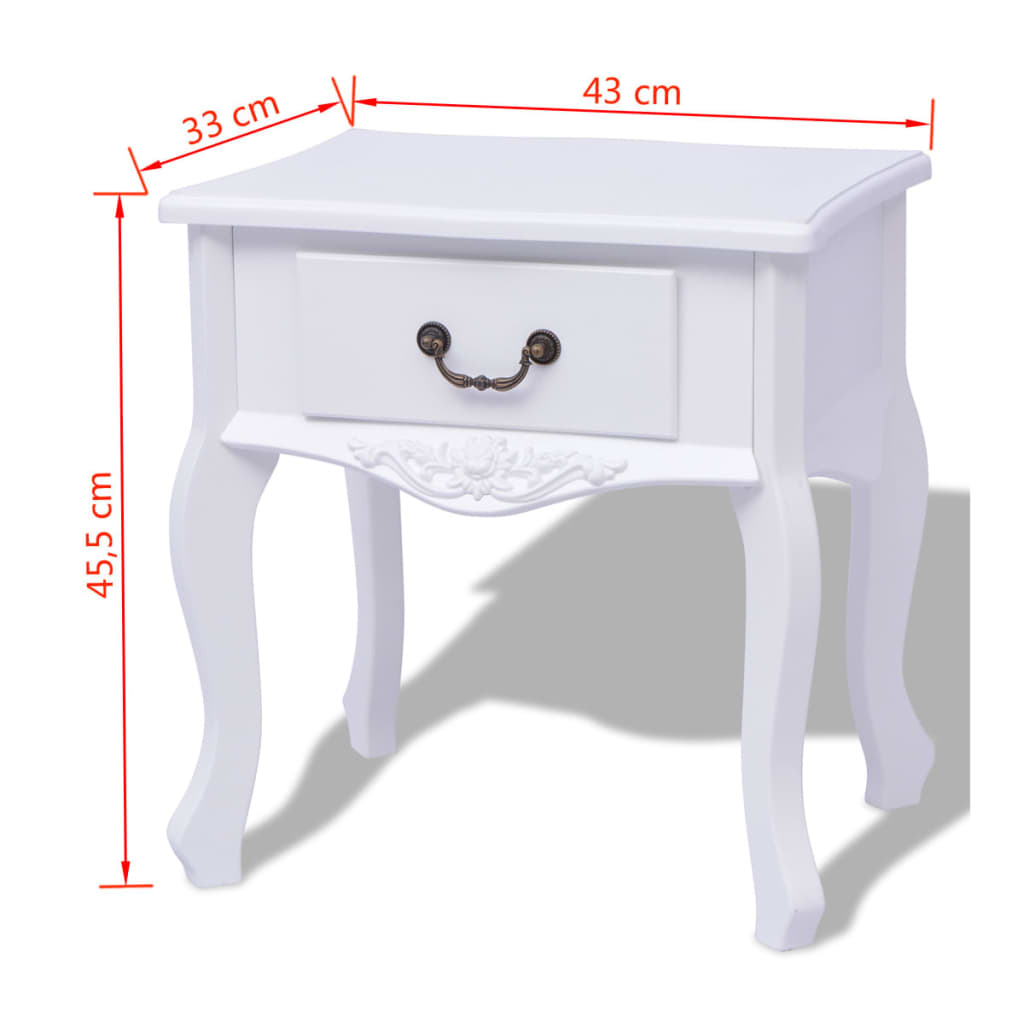 Bedside Cabinet MDF White