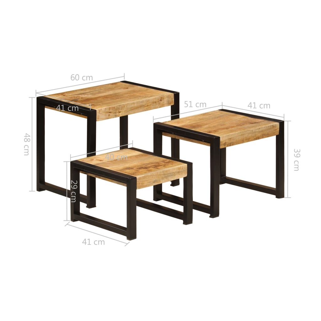 Nesting Tables 3 pcs Solid Mango Wood