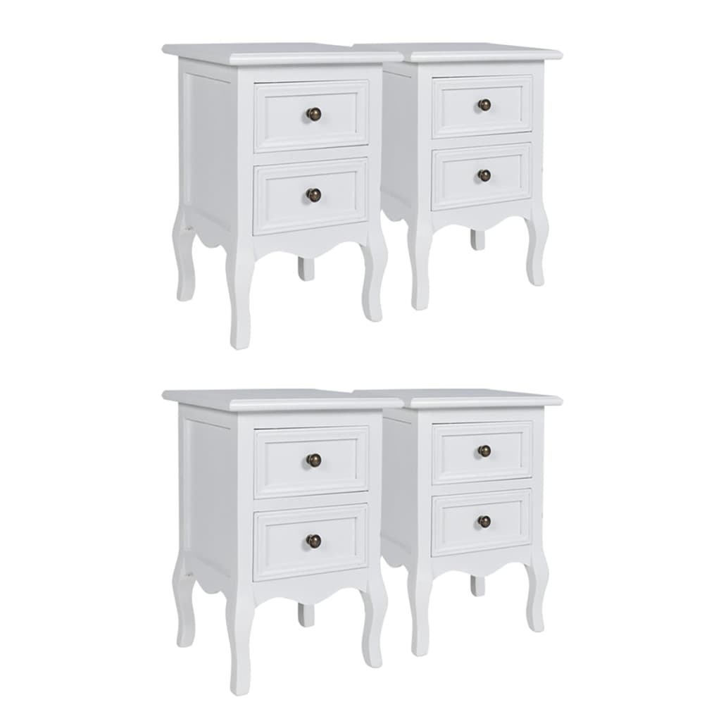 Nightstands 4 pcs with 2 Drawers MDF White