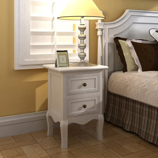 Nightstands 4 pcs with 2 Drawers MDF White