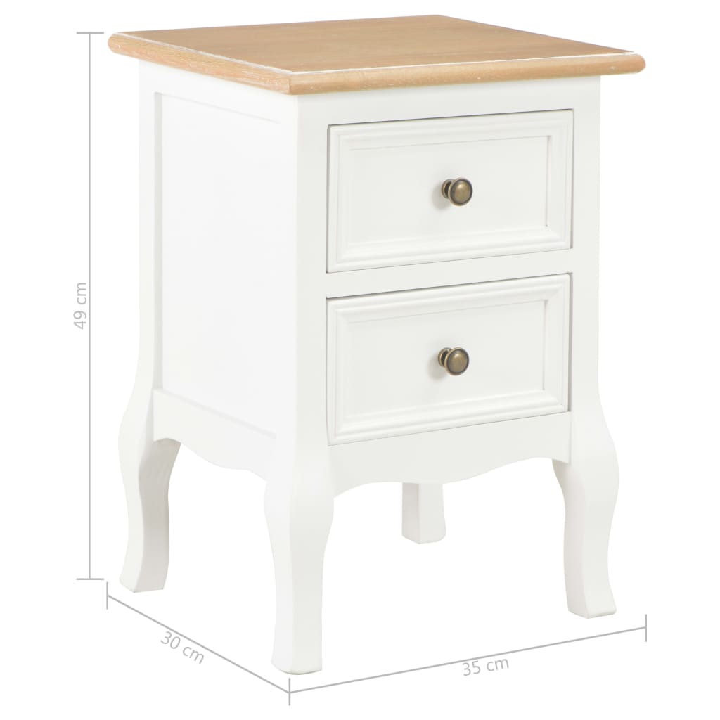 Bedside Cabinet 2 pcs White 35x30x49 cm MDF