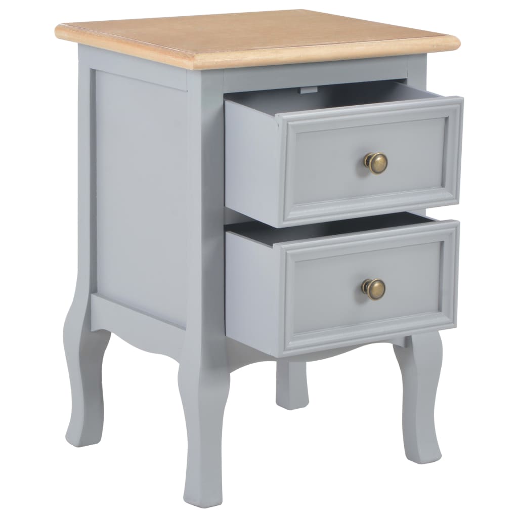 Bedside Cabinets 2 pcs Grey 35x30x49 cm MDF