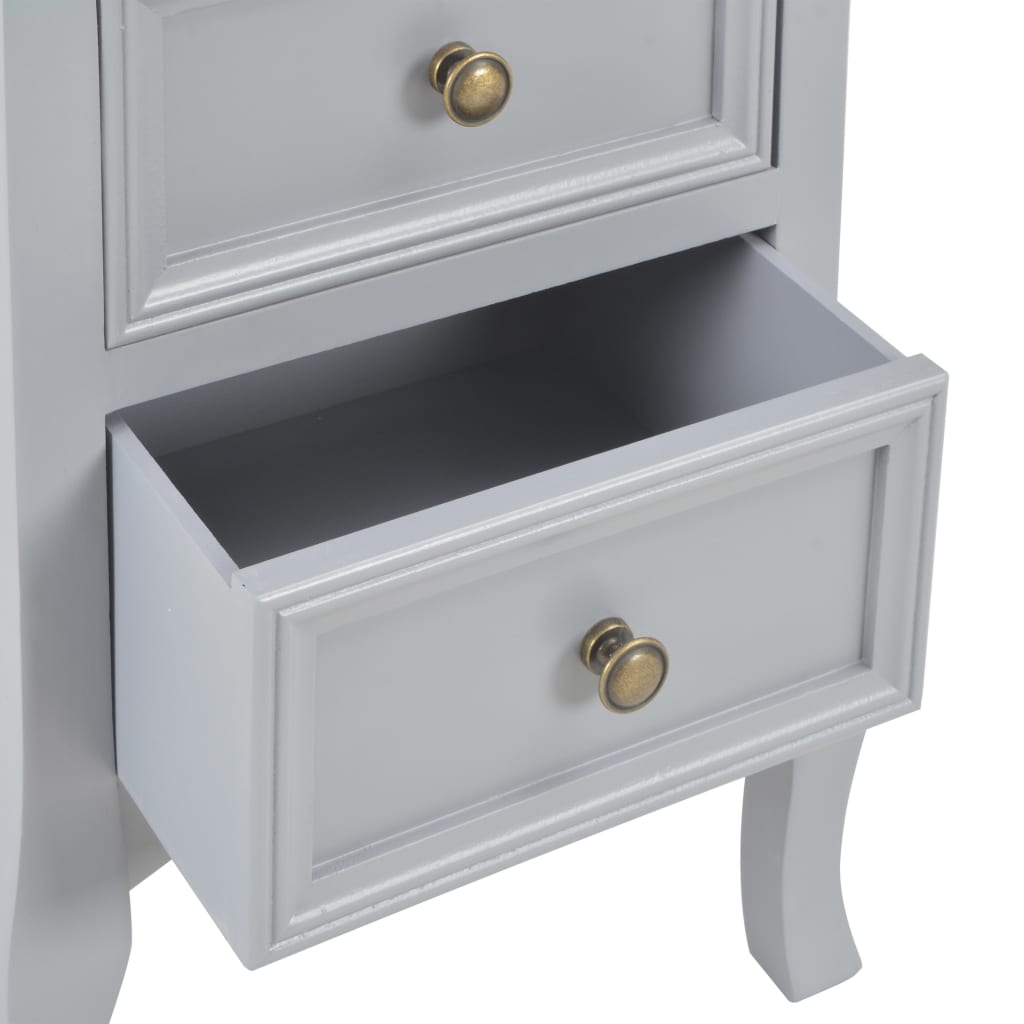 Bedside Cabinets 2 pcs Grey 35x30x49 cm MDF