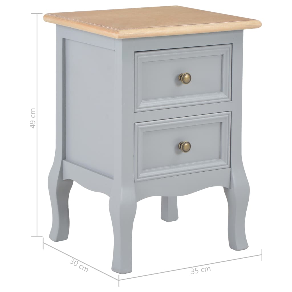 Bedside Cabinets 2 pcs Grey 35x30x49 cm MDF