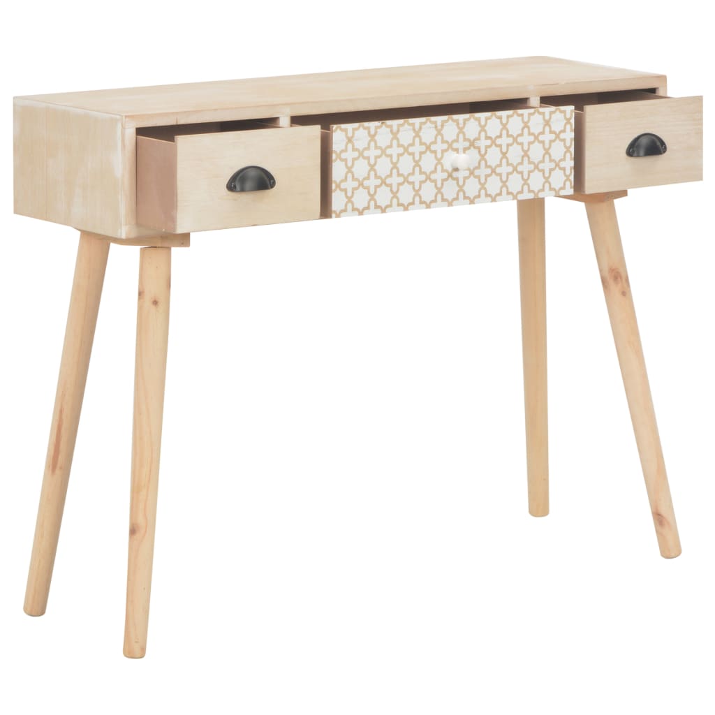 Console Table with 3 Drawers 100x30x73 cm Solid Pinewood