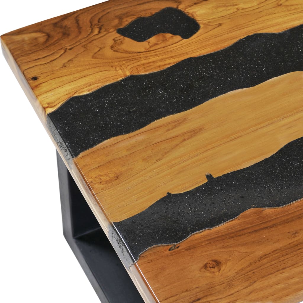 Coffee Table 100x50x40 cm Solid Teak Wood and Lava Stone