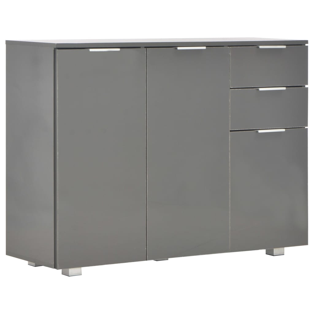 Sideboard High Gloss Grey 107x35x80.5 cm