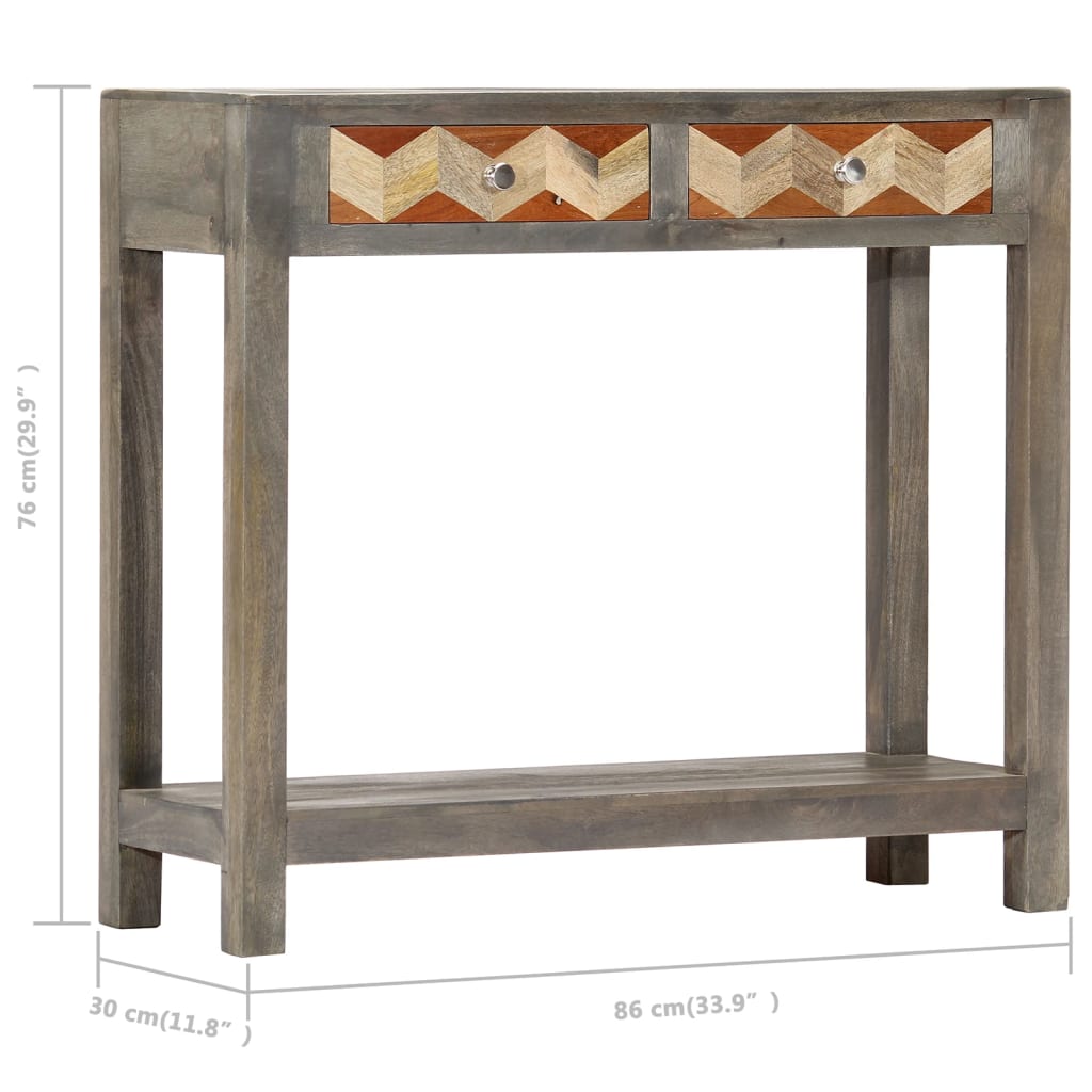 Console Table Grey 86x30x76 cm Solid Mango Wood