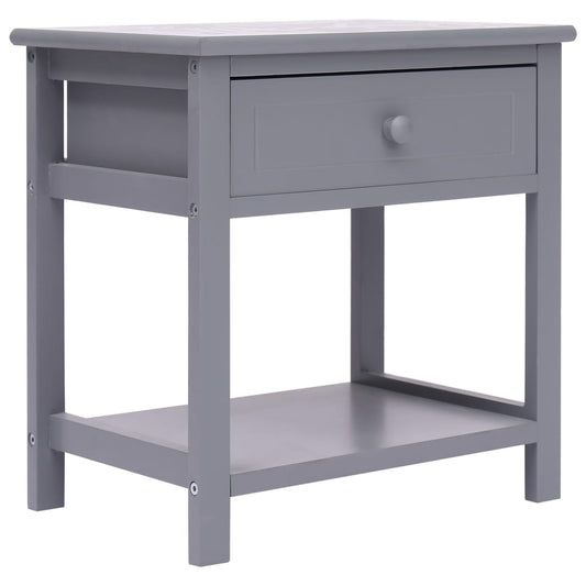 Nightstand Grey 40x29x42 cm Paulownia Wood