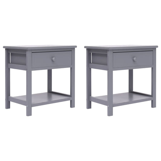 Nightstands 2 pcs Grey 40x29x42 cm Paulownia Wood