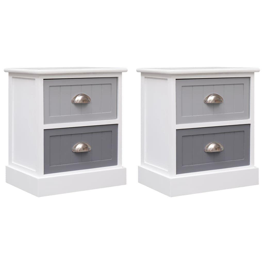 Nightstands 2 pcs Grey 38x28x45 cm Paulownia Wood