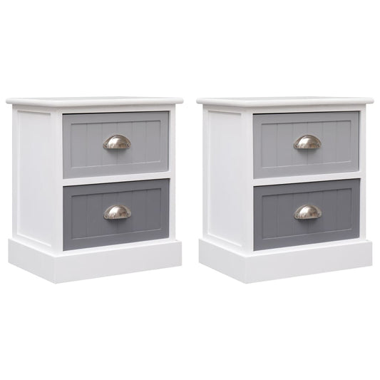 Nightstands 2 pcs Grey 38x28x45 cm Paulownia Wood