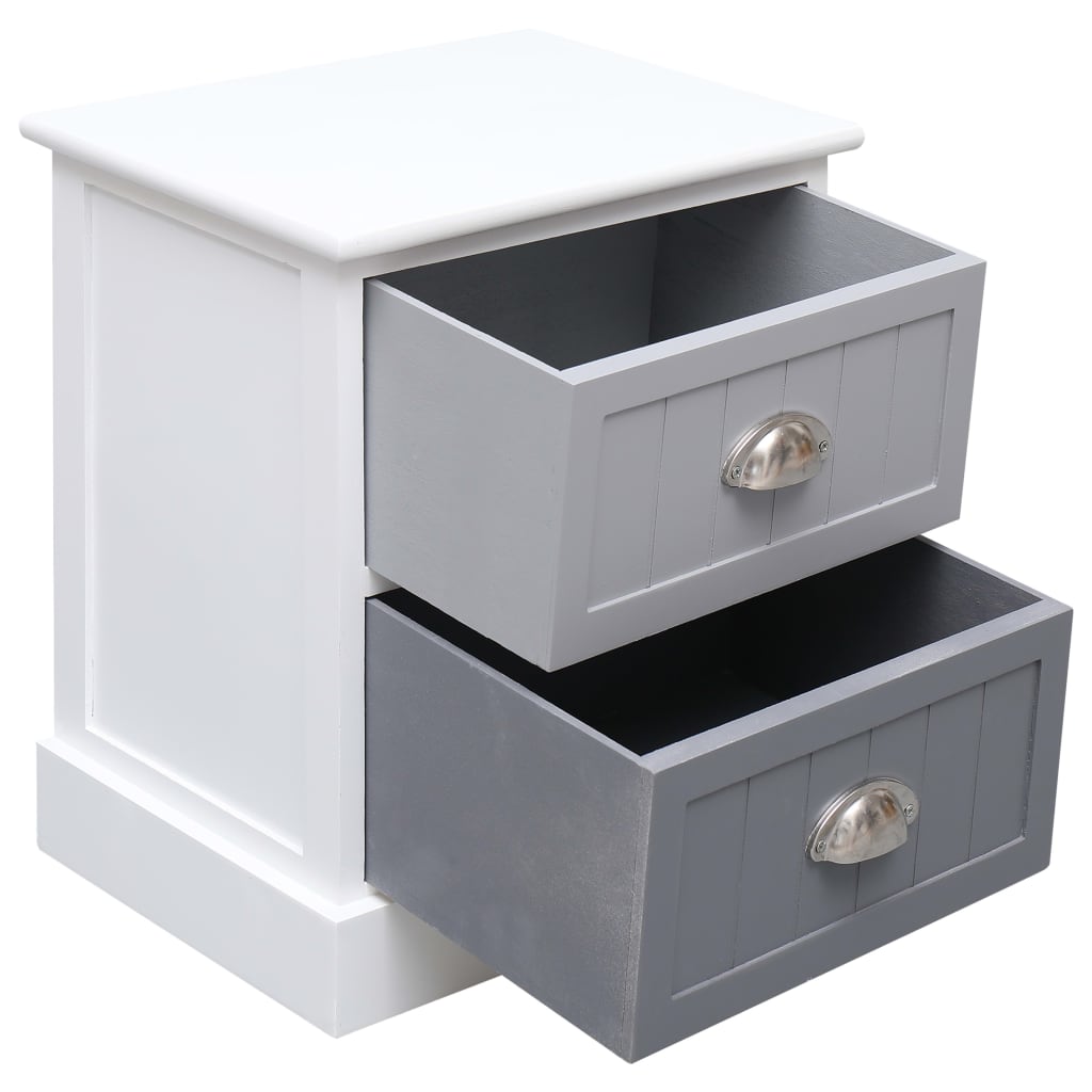 Nightstands 2 pcs Grey 38x28x45 cm Paulownia Wood