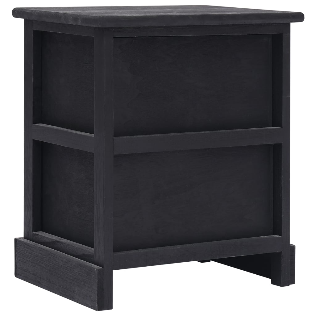 Nightstand Black 38x28x45 cm Paulownia Wood