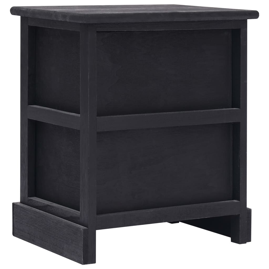 Nightstands 2 pcs Black 38x28x45 cm Paulownia Wood