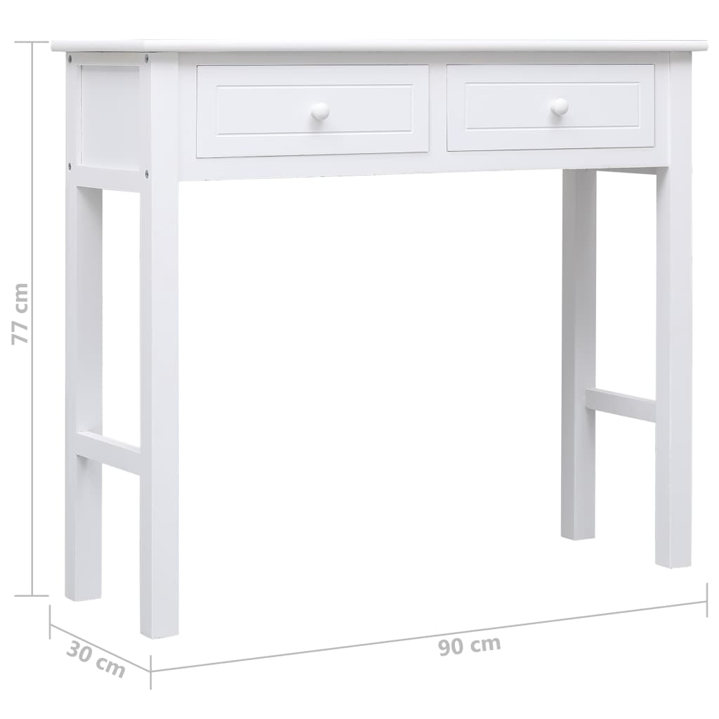 Console Table White 90x30x77 cm Wood