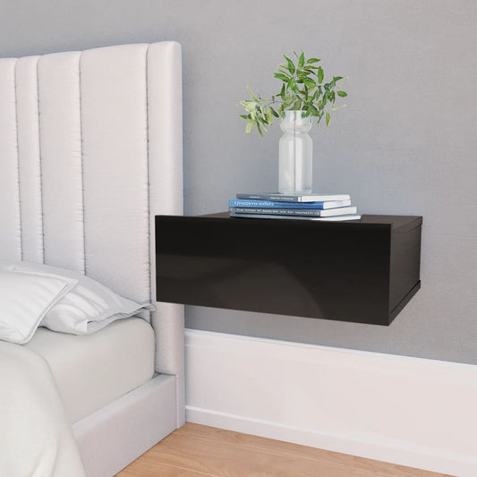 Floating Nightstand High Gloss Black 40x30x15 cm Engineered Wood