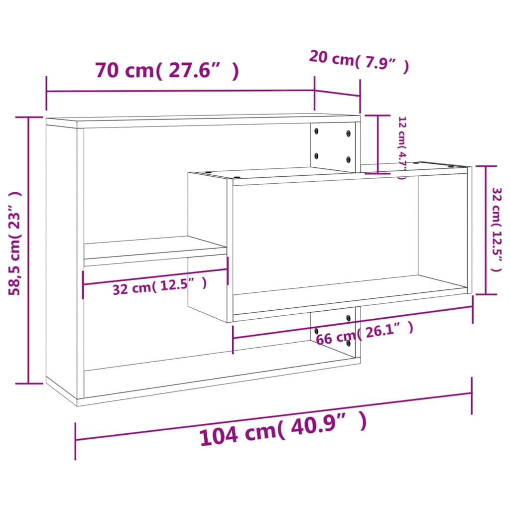 Wall Shelves Sonoma Oak 104x20x58.5 cm Engineered Wood