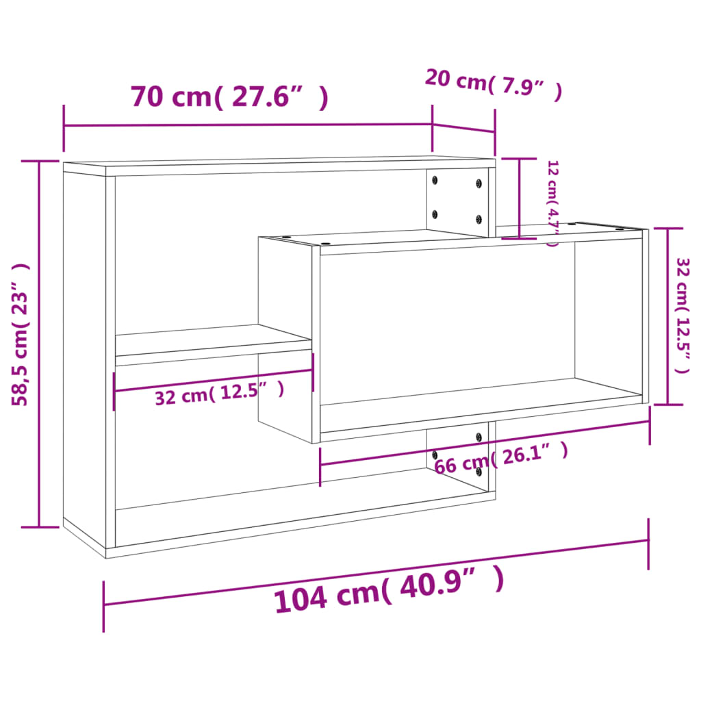 Wall Shelves Concrete Grey 104x20x58.5 cm Engineered Wood