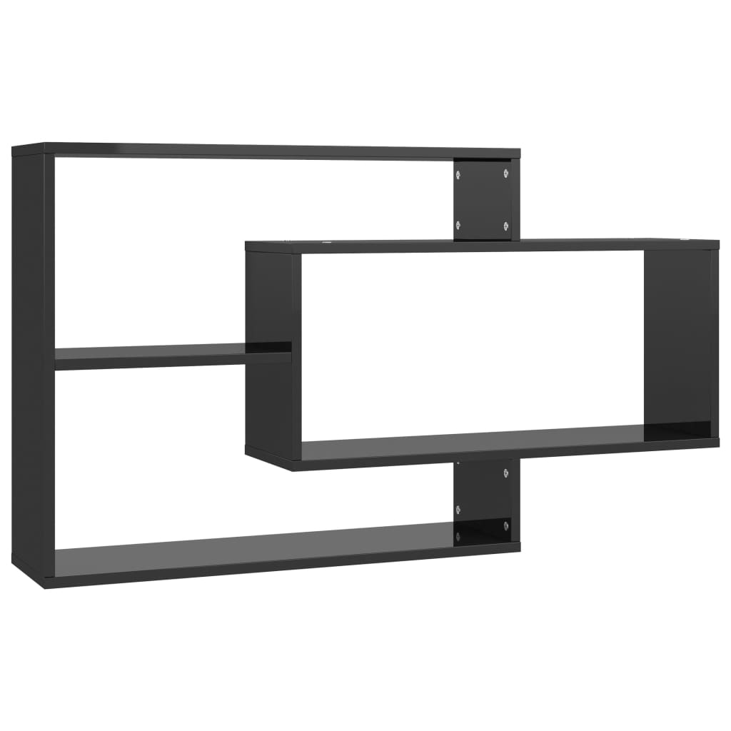 Wall Shelves High Gloss Black 104x20x58.5 cm Engineered Wood