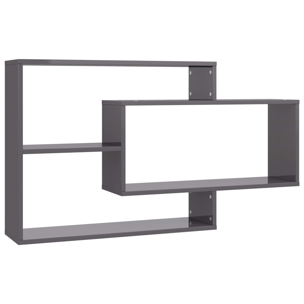 Wall Shelves High Gloss Grey 104x20x58.5 cm Engineered Wood