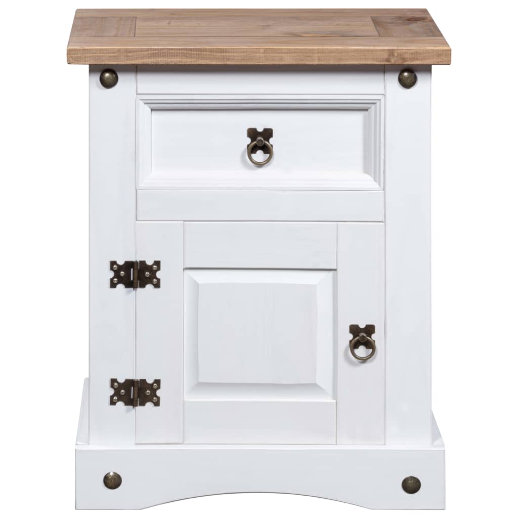 Bedside Cabinet Mexican Pine Corona Range White 53x39x66 cm