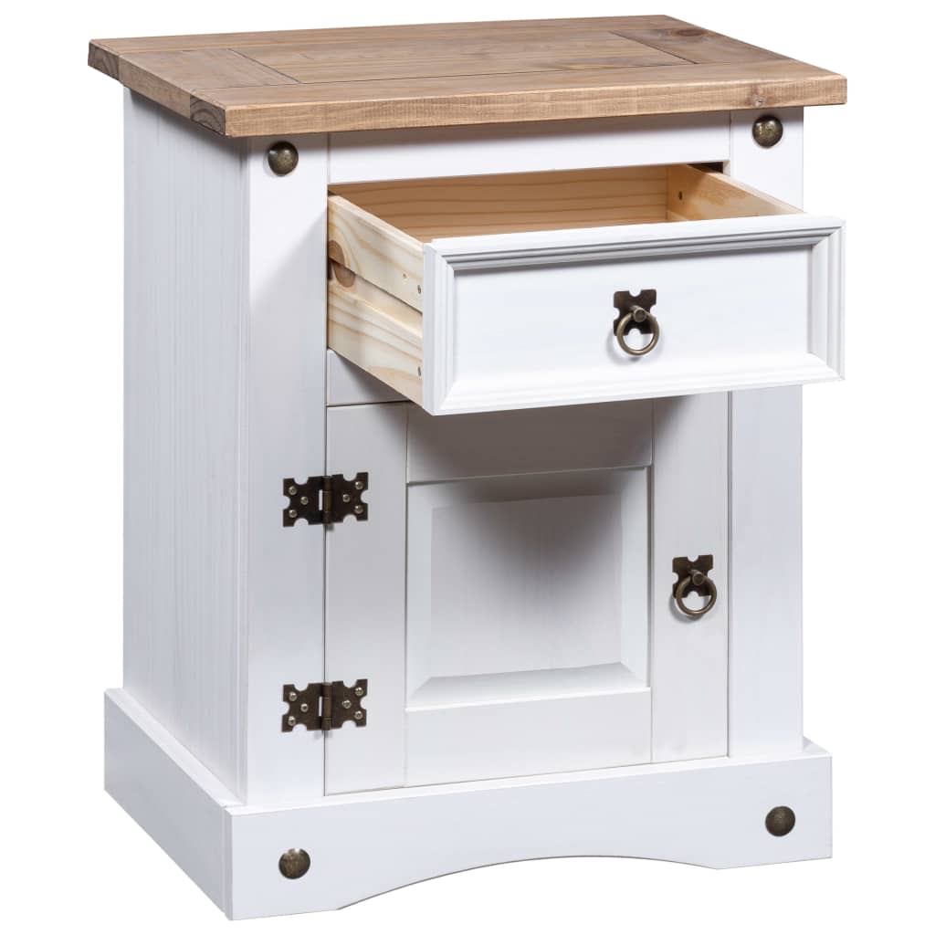 Bedside Cabinet Mexican Pine Corona Range White 53x39x66 cm