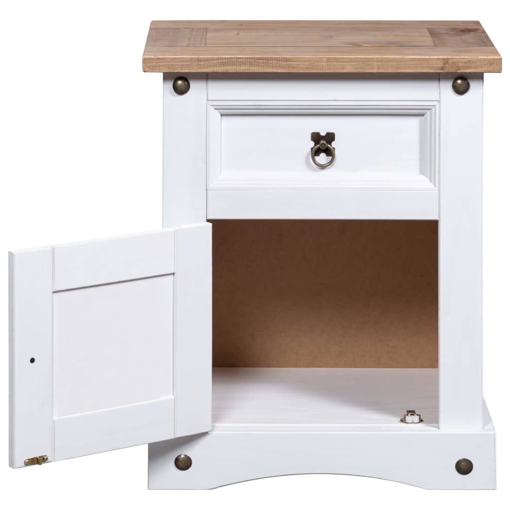 Bedside Cabinet Mexican Pine Corona Range White 53x39x66 cm