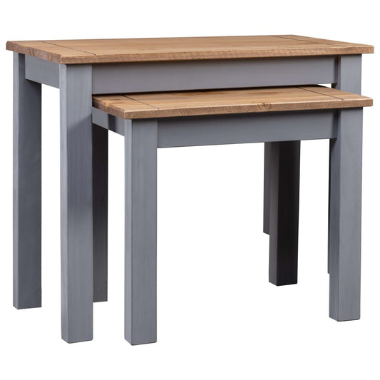 Nesting Tables 2 pcs Grey Solid Pine Wood Panama Range