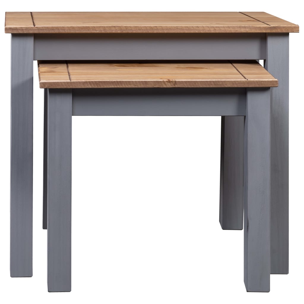 Nesting Tables 2 pcs Grey Solid Pine Wood Panama Range