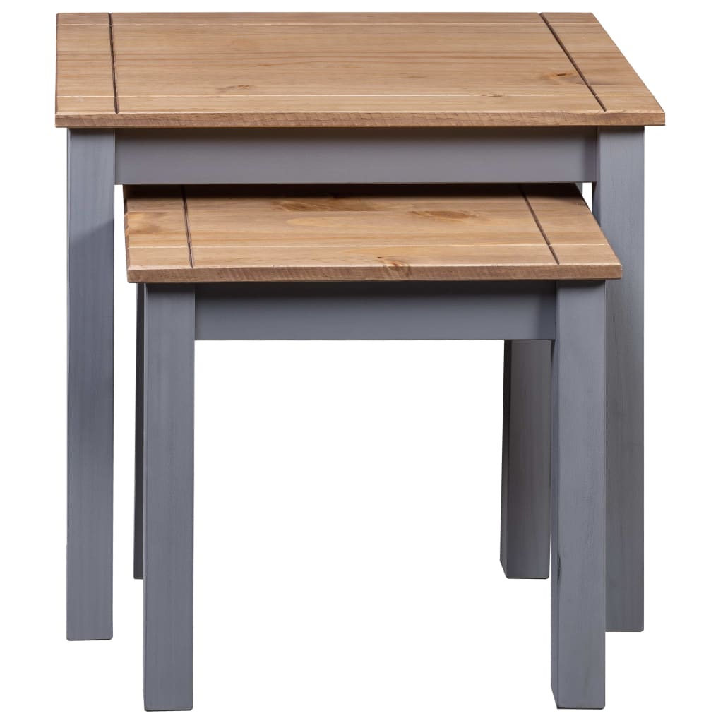 Nesting Tables 2 pcs Grey Solid Pine Wood Panama Range