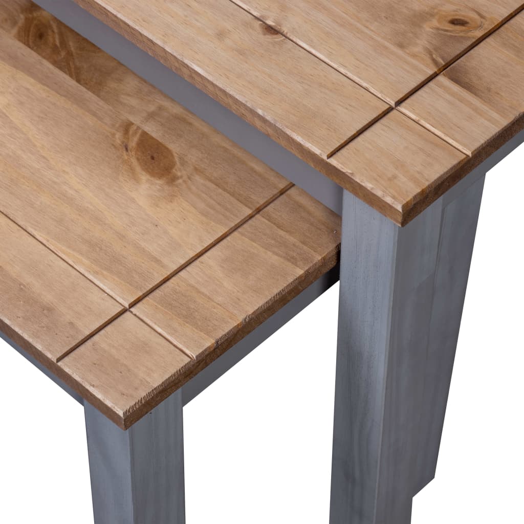 Nesting Tables 2 pcs Grey Solid Pine Wood Panama Range