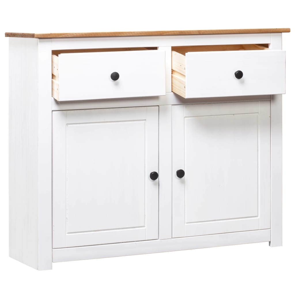 Sideboard White 93x40x80 cm Solid Pinewood Panama Range