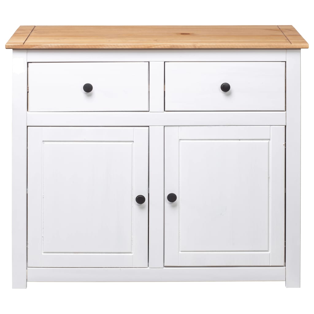 Sideboard White 93x40x80 cm Solid Pinewood Panama Range