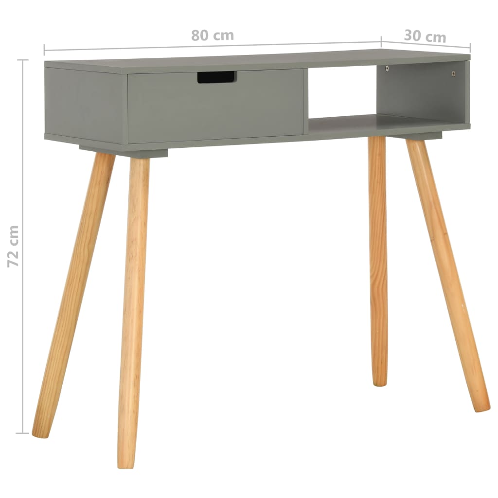 Console Table Grey 80x30x72 cm Solid Pinewood