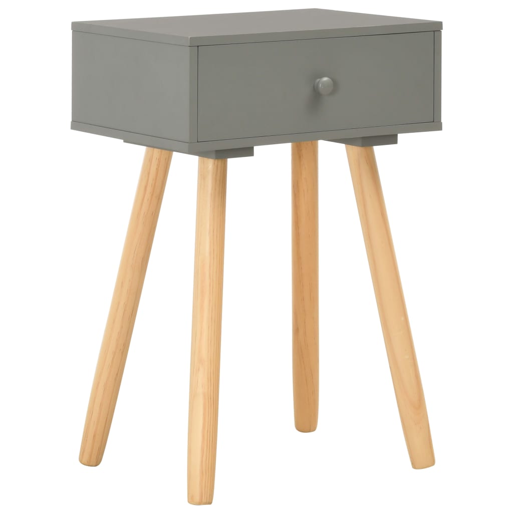 Bedside Tables 2 pcs Grey Solid Pinewood