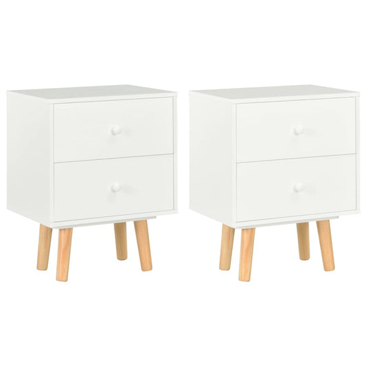 Bedside Cabinets 2 pcs White 40x30x50 cm Solid Pinewood