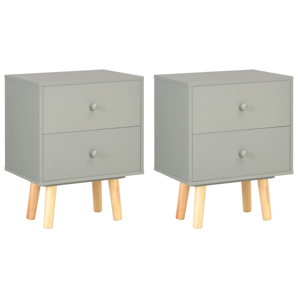 Bedside Cabinets 2 pcs Grey 40x30x50 cm Solid Pinewood